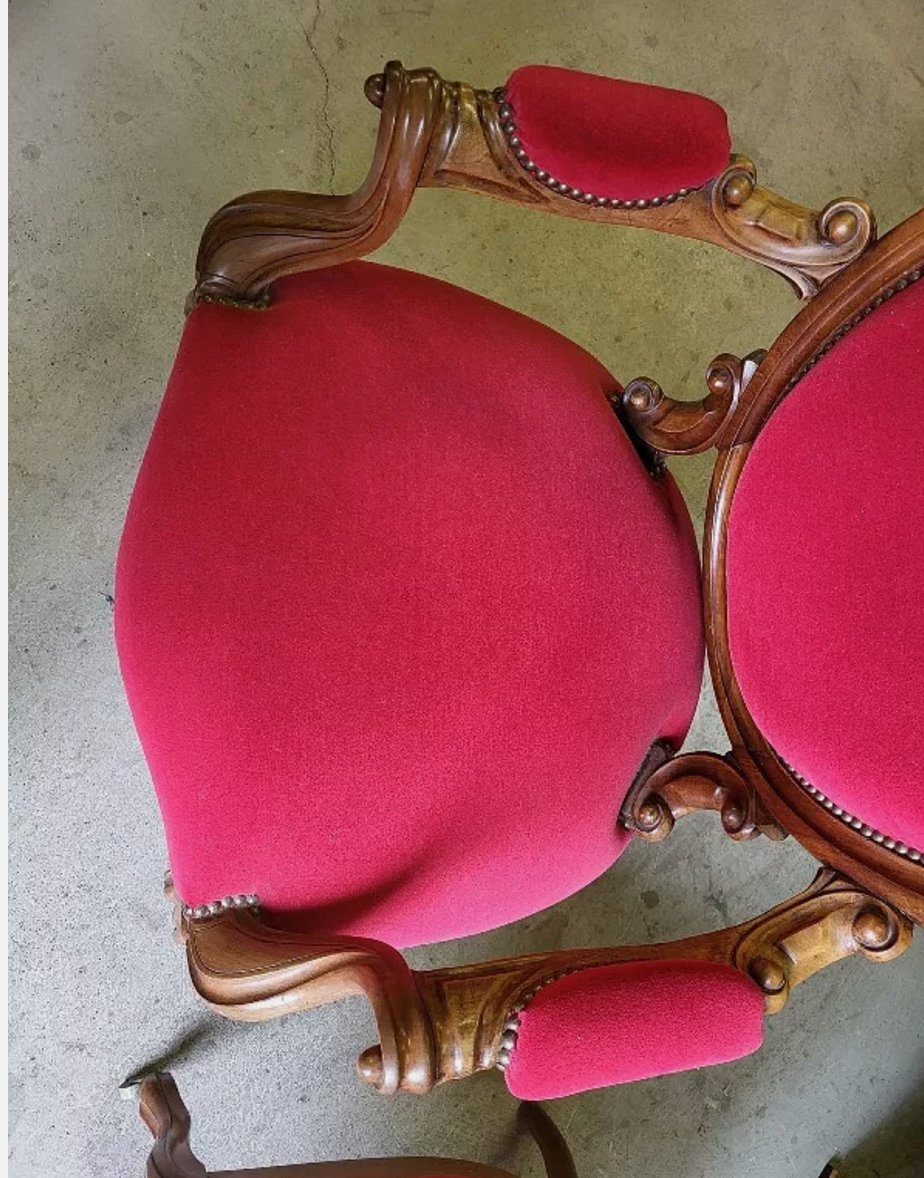 Paire de Fauteuils Louis Philippe à Médaillon Rouge - XIXe siècle - Ethic Atelier