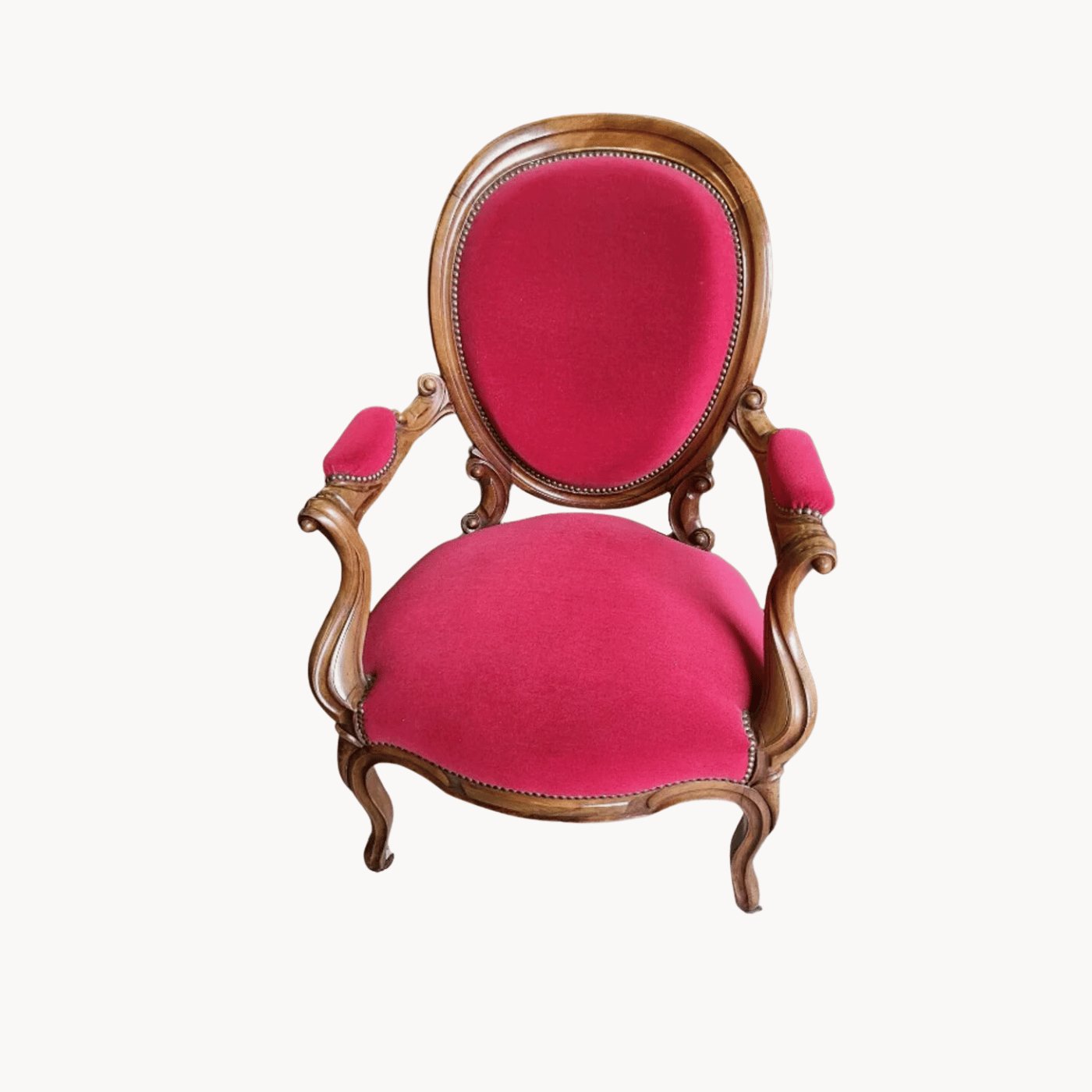 Paire de Fauteuils Louis Philippe à Médaillon Rouge - XIXe siècle - Ethic Atelier