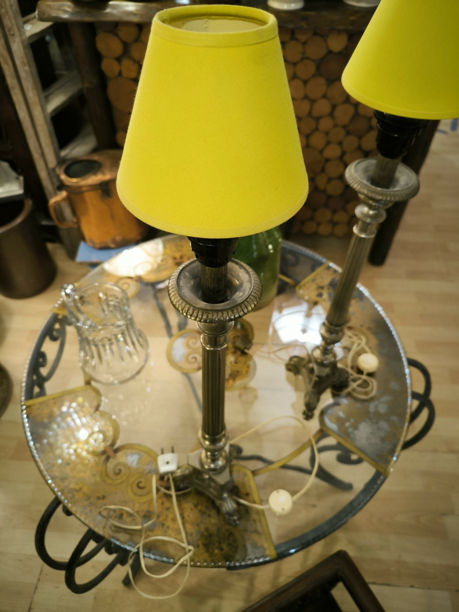 Paire de lampes en bronze nickelé début du XX siècle - Ethic Atelier