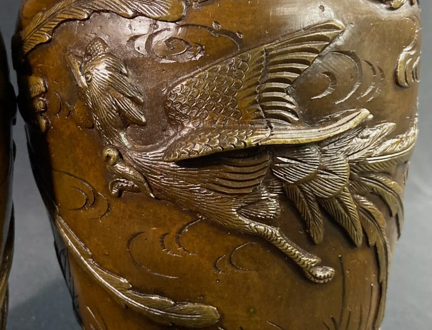 Paire de vases en bronze à décor d'oiseaux, époque Meiji - Ethic Atelier