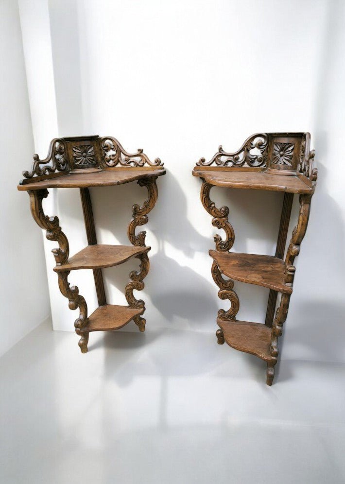 Paire d'étagères en encoignure époque Napoléon III en Palissandre de Rio - Ethic Atelier