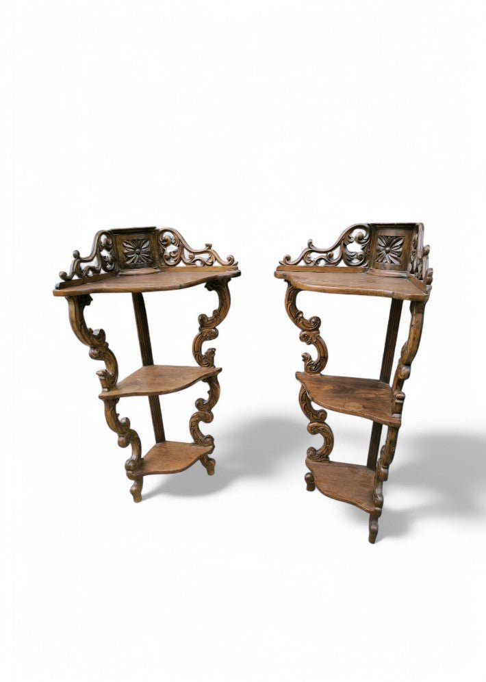 Paire d'étagères en encoignure époque Napoléon III en Palissandre de Rio - Ethic Atelier