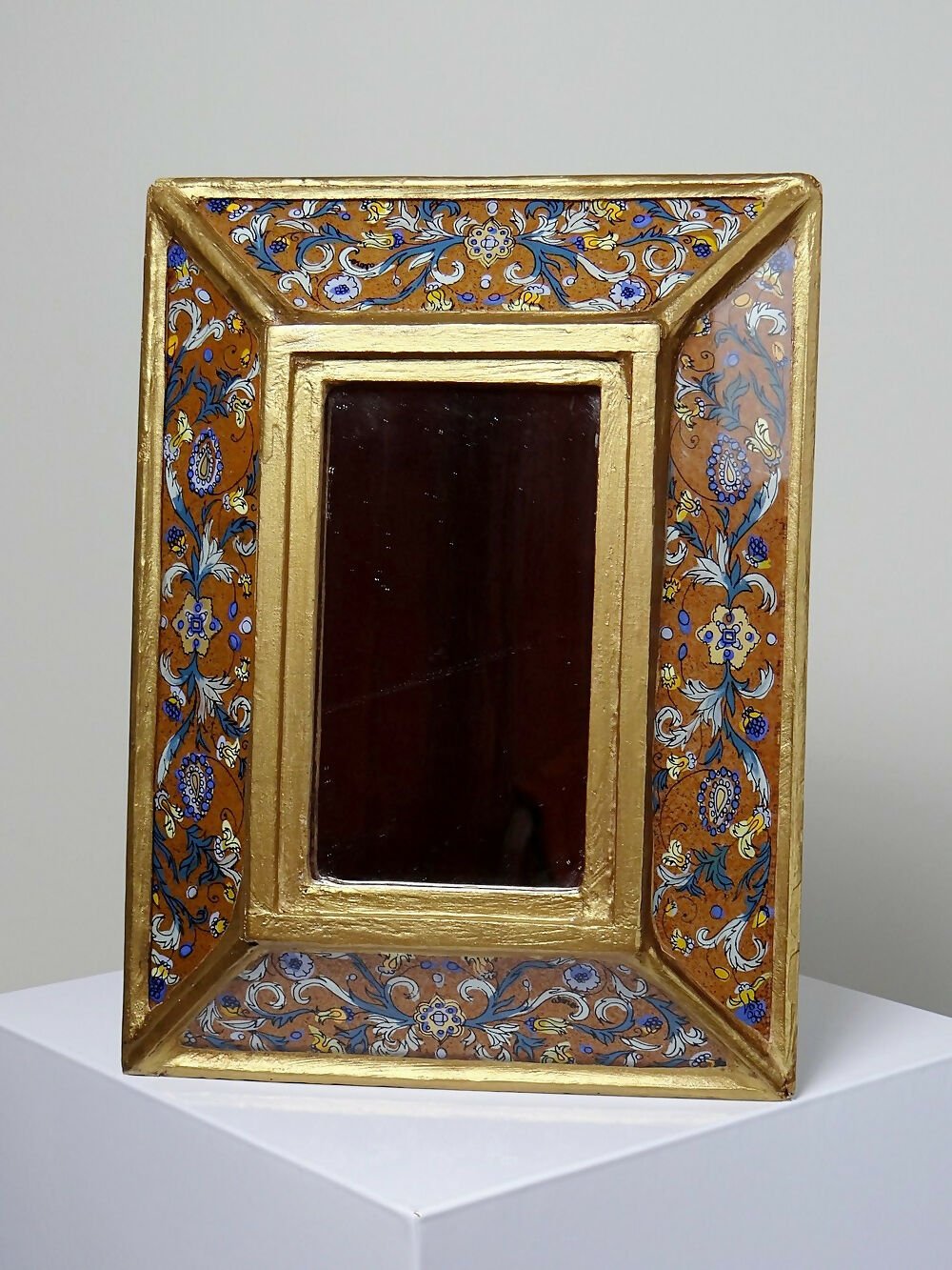 Petit miroir vintage Péruvien vintage cloisonnage de verre peint et platre - Ethic Atelier