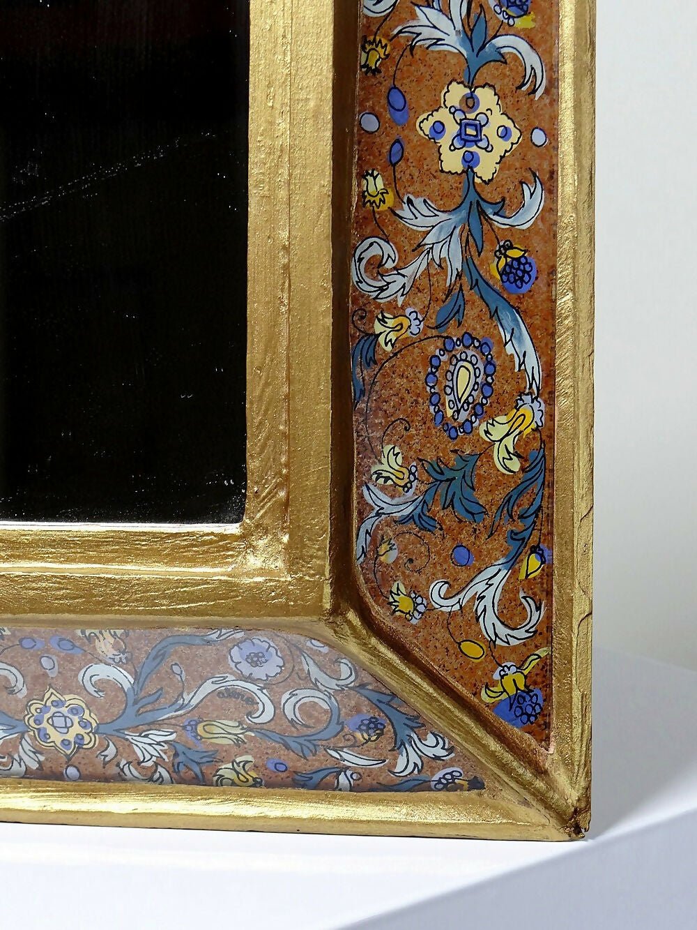 Petit miroir vintage Péruvien vintage cloisonnage de verre peint et platre - Ethic Atelier