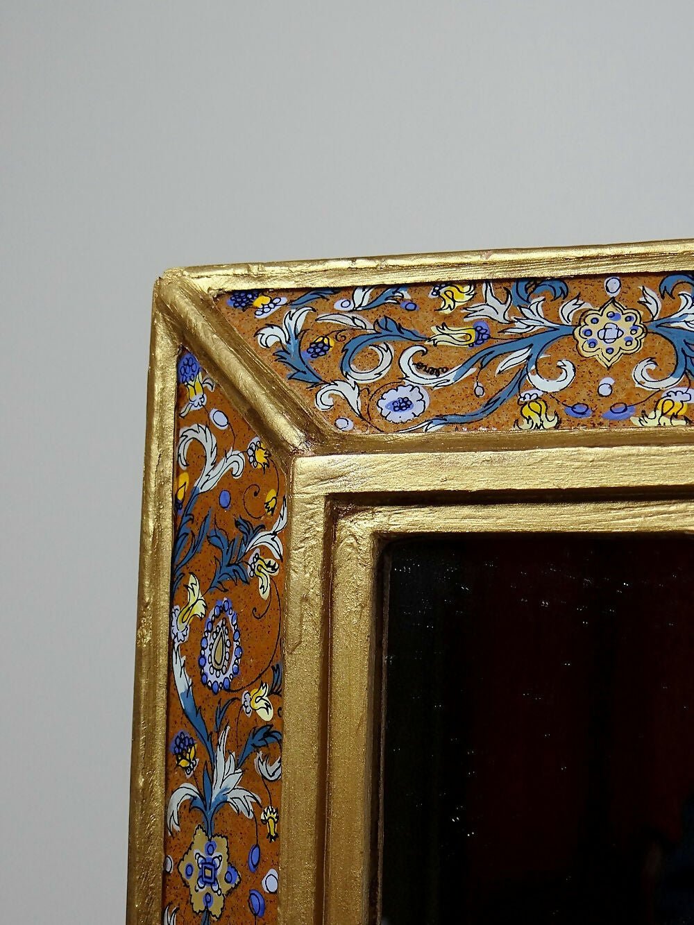 Petit miroir vintage Péruvien vintage cloisonnage de verre peint et platre - Ethic Atelier