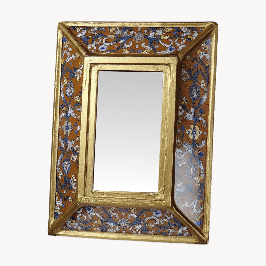 Petit miroir vintage Péruvien vintage cloisonnage de verre peint et platre - Ethic Atelier