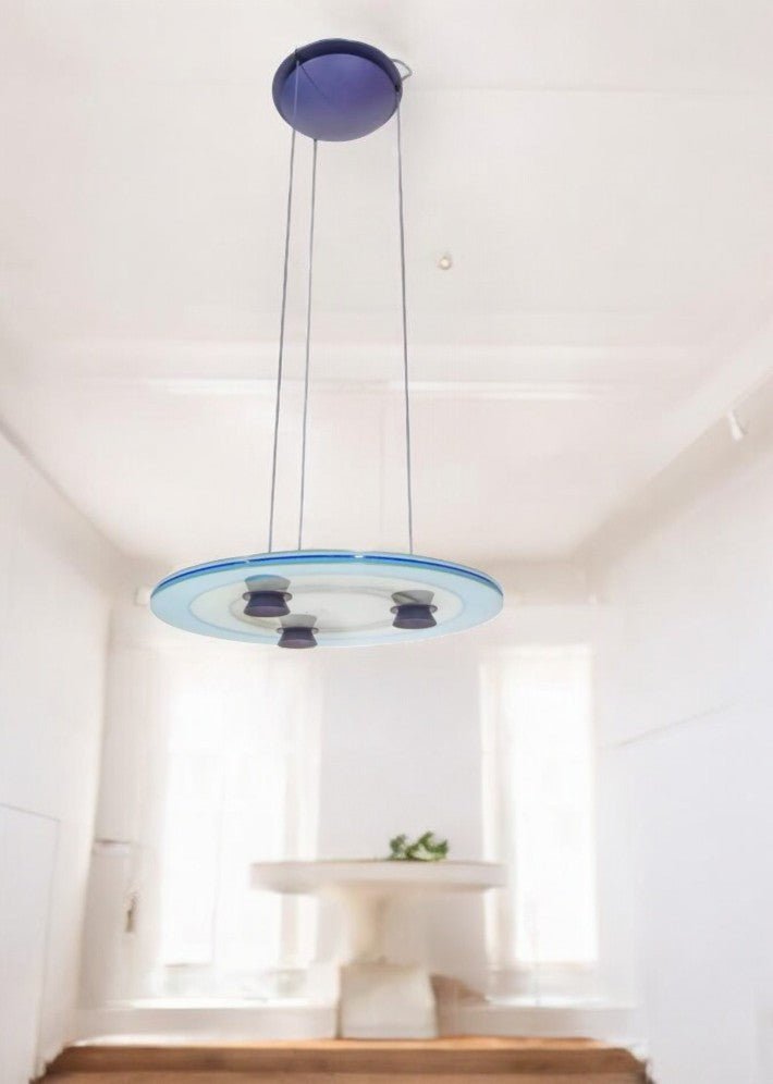 Plafonnier Aurora Blue par Perry King et Santiago Miranda pour Arteluce Italie, 1982 - Ethic Atelier