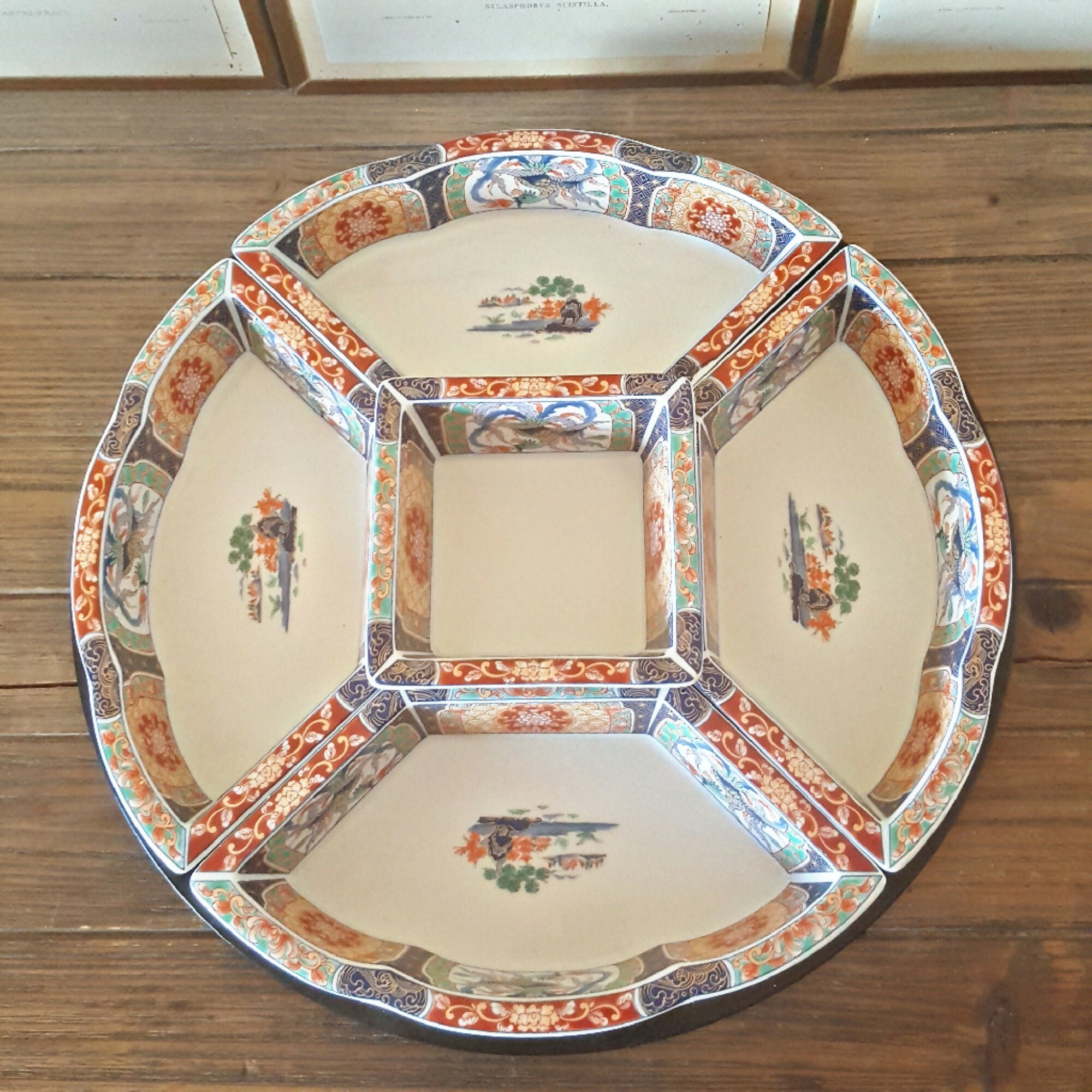 Plateau tournant en porcelaine du Japon, décor d'oiseaux et fleurs - Ethic Atelier