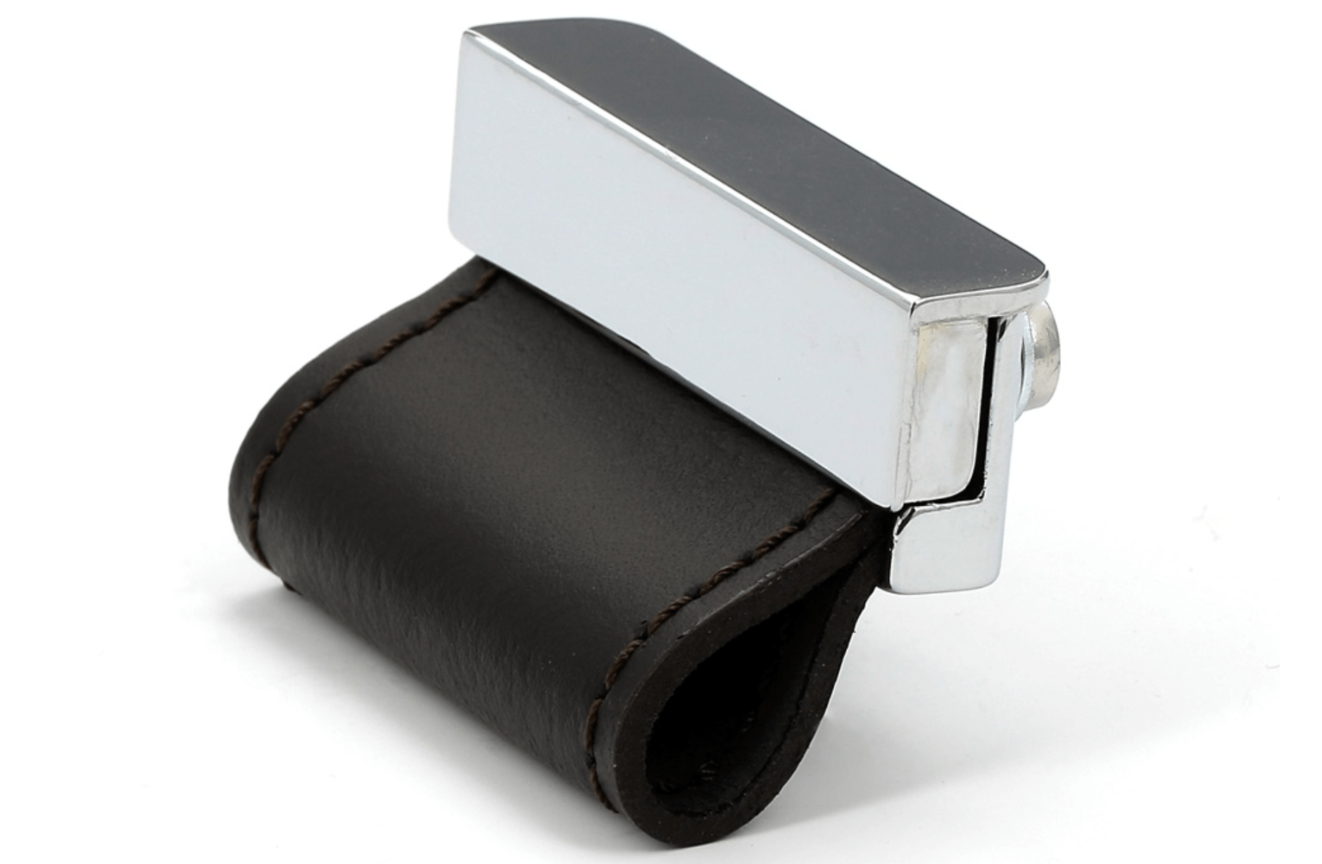 Poignée Cuir Brun Foncé / Base Nickelée - Ethic Atelier