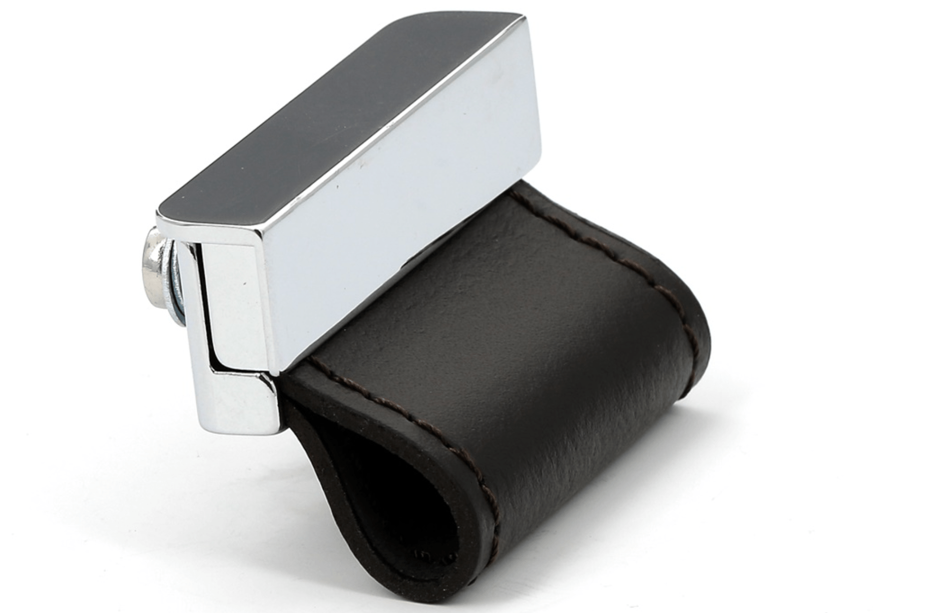 Poignée Cuir Brun Foncé / Base Nickelée - Ethic Atelier