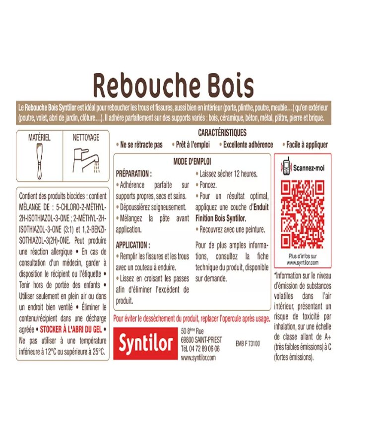 Rebouche Bois SYNTILOR - Ethic Atelier