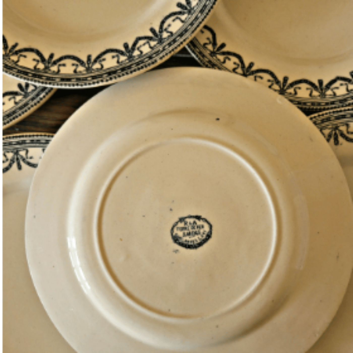 Salins assiettes terre de fer Guirlandes Louix XVI fin 19ème - Ethic Atelier