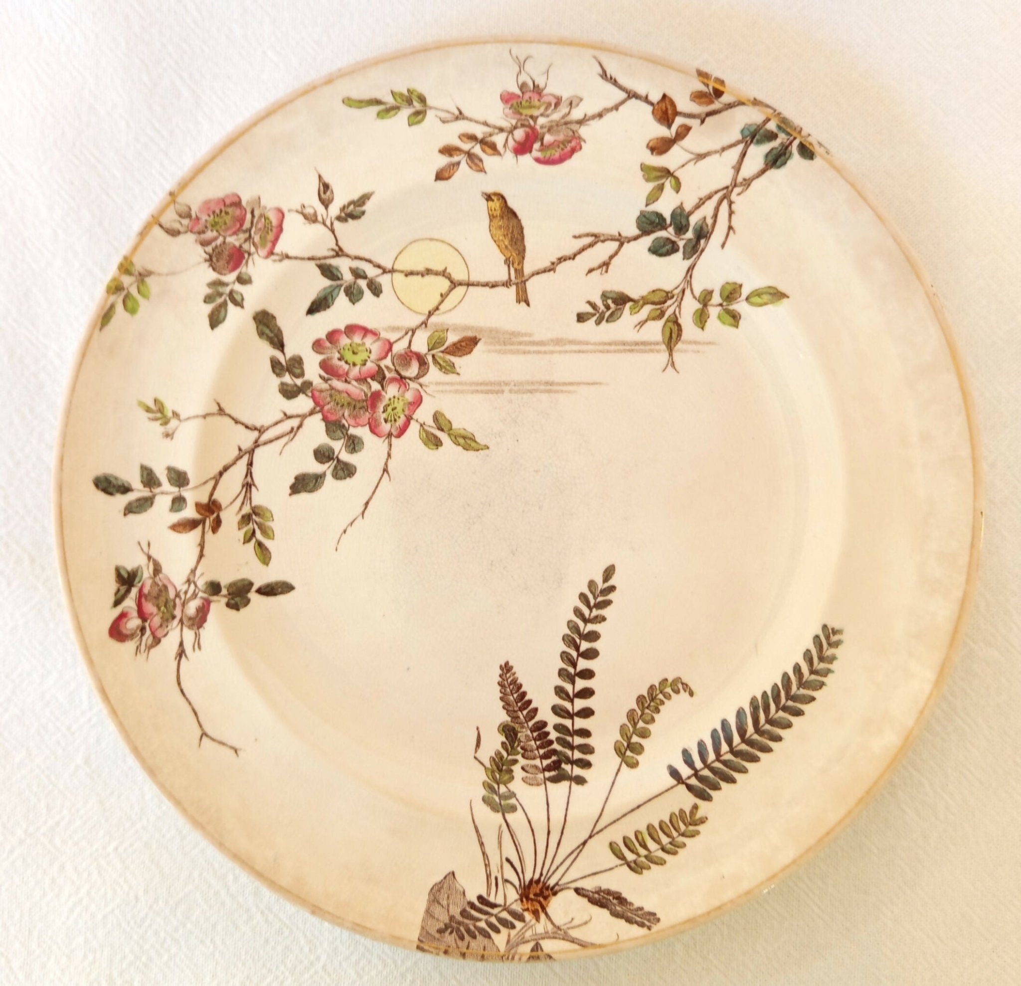 Série de 4 assiettes à dessert en terre de fer Late Mayers J.G. "Summer" 1887 - Ethic Atelier