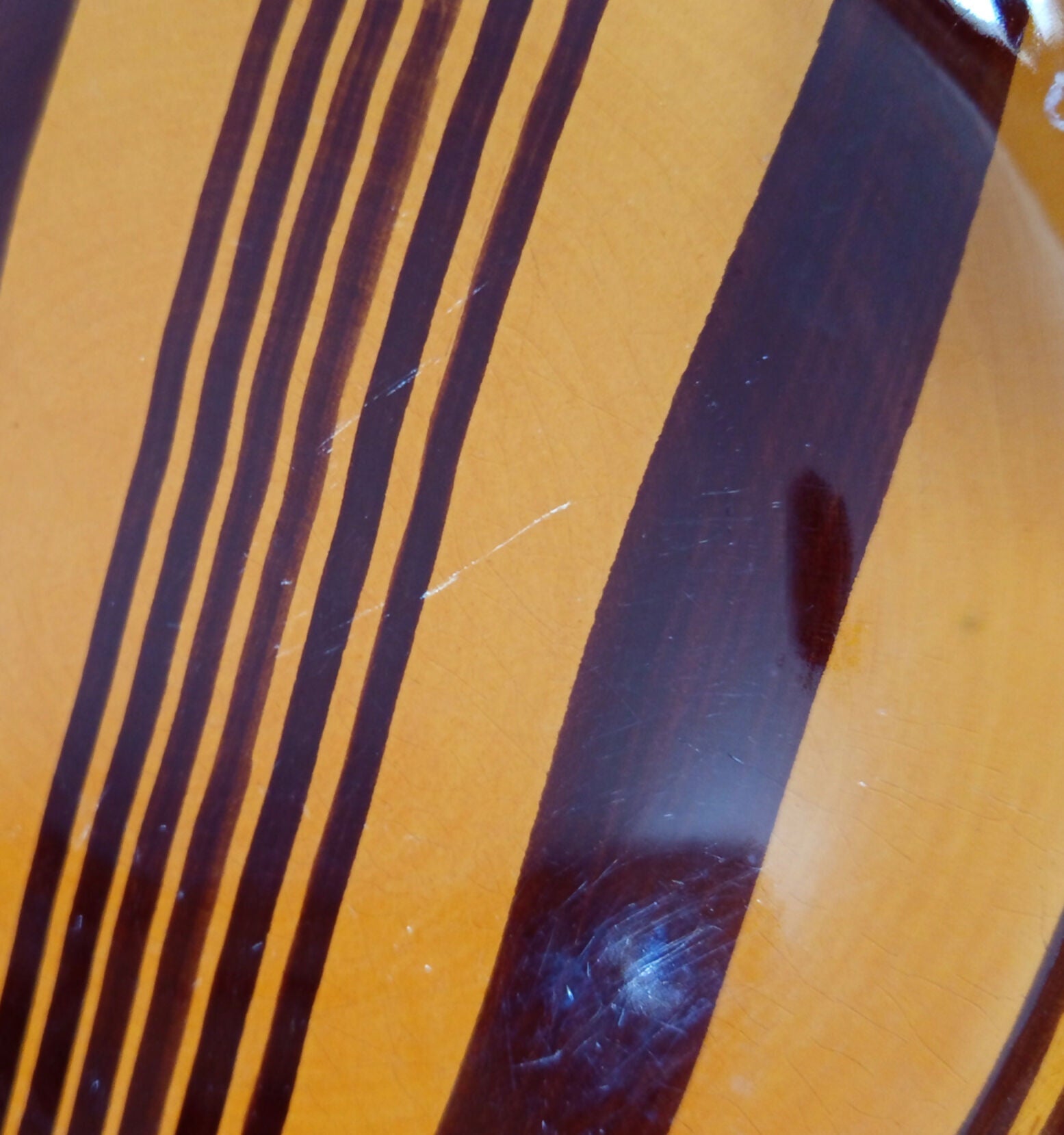 Série de 6 assiettes plates fauves à rayures Digoin Sarreguemines "Esterel" - Ethic Atelier