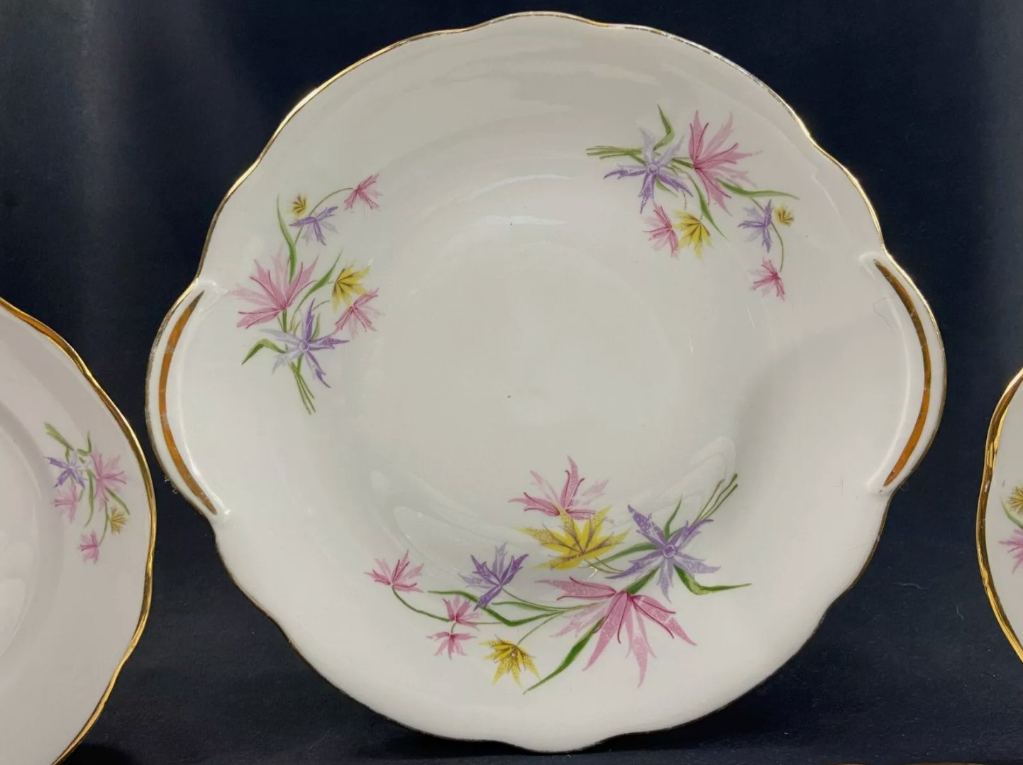 Service à dessert décor floral porcelaine Larchevêque Limoges plat 12 assiettes - Ethic Atelier