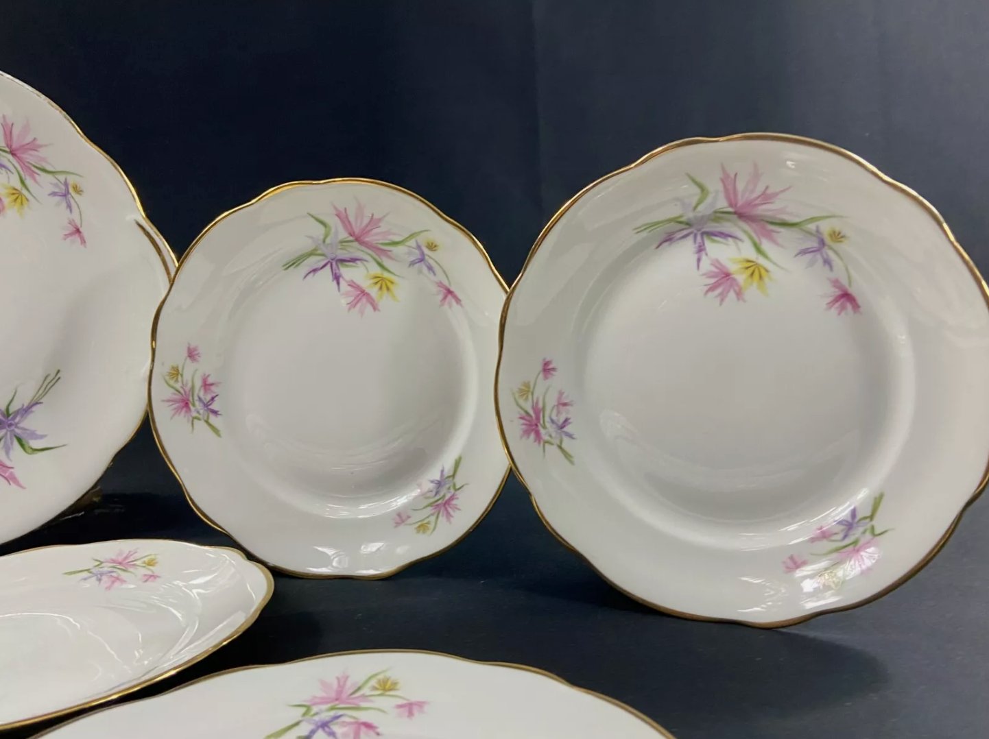 Service à dessert décor floral porcelaine Larchevêque Limoges plat 12 assiettes - Ethic Atelier