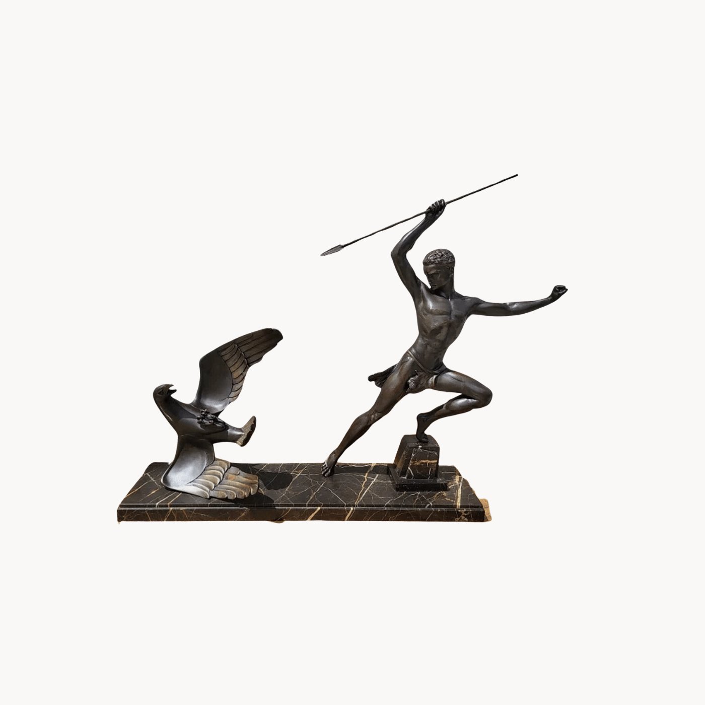 Statue en Régule "La chasse à l'aigle" – Jean De Roncourt, Art Déco 1930 - Ethic Atelier