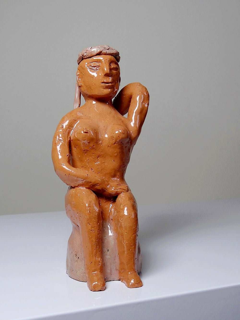 Statuette de baigneuse en argile vernissée brutaliste japonisante - Ethic Atelier