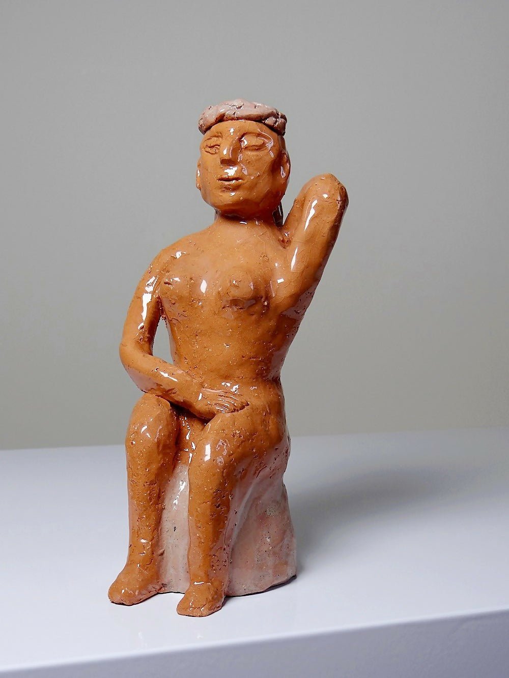 Statuette de baigneuse en argile vernissée brutaliste japonisante - Ethic Atelier