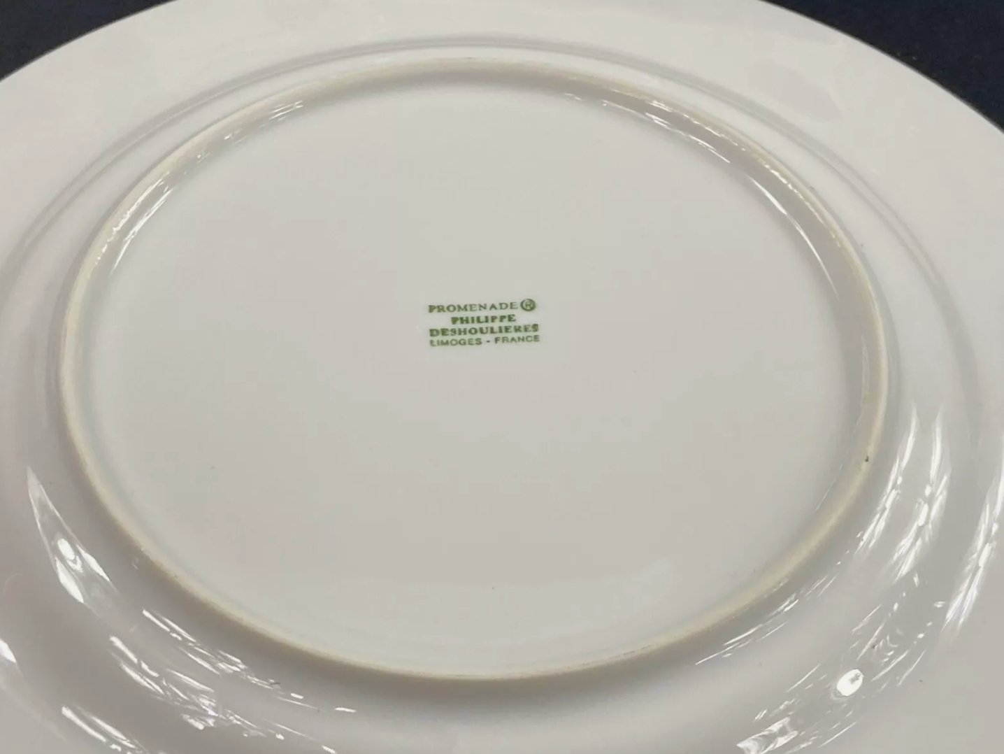 Suite de 16 Grandes Assiettes Plates en Porcelaine de Philippe Deshoulières Limoges, Décor Promenade - Ethic Atelier