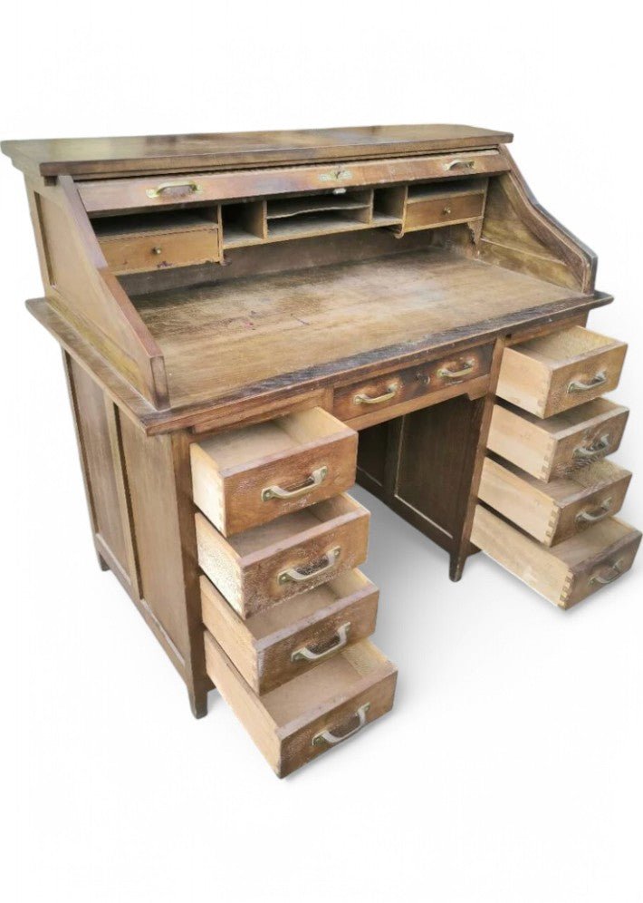Superbe Bureau Américain en Chêne Style Art Déco - Ethic Atelier