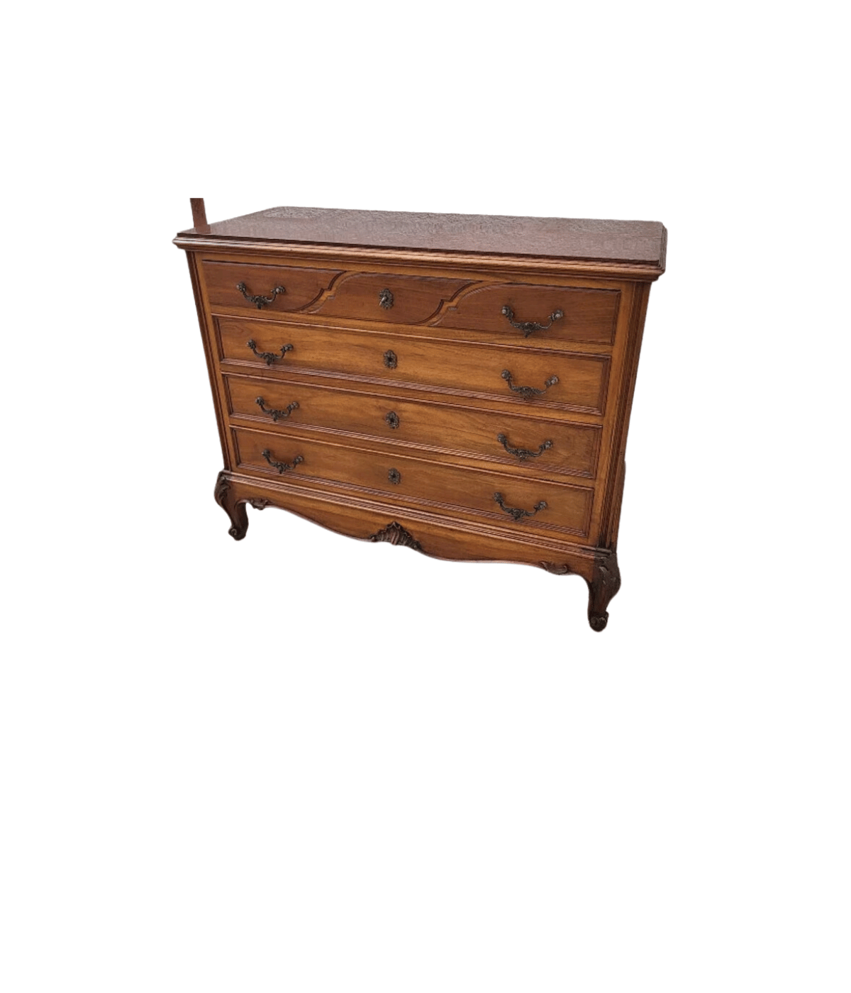 Superbe Commode 4 Tiroirs en Noyer avec Plateau en Marbre Rouge - XIXe Siècle - Ethic Atelier