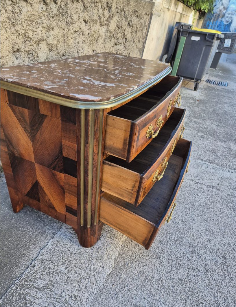 Superbe Commode à 3 Tiroirs en Très Bon État - Marbre et Bronzes de Qualité - Ethic Atelier