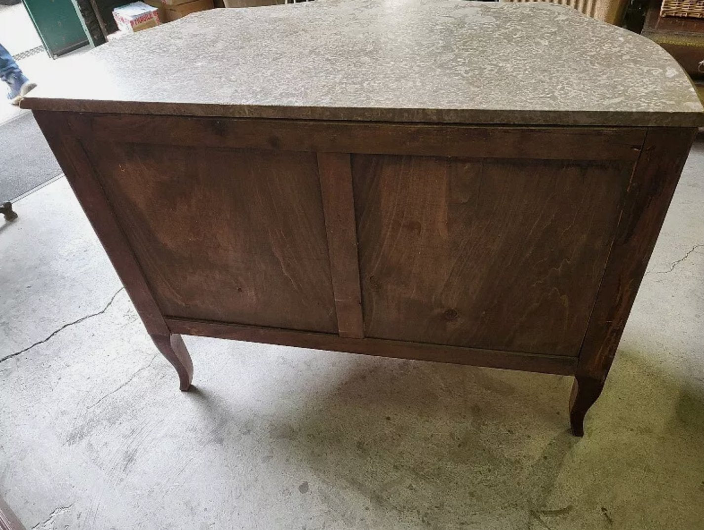 Superbe Commode Marqueterie en Bois de Rose Galbée avec Plateau en Marbre - Ethic Atelier