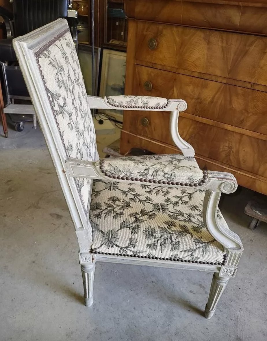 Superbe Fauteuil Louis XVI Gris - XIXe siècle - Ethic Atelier