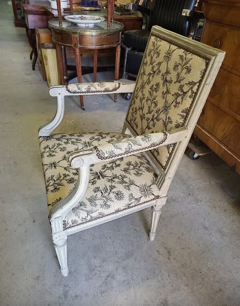 Superbe Fauteuil Louis XVI Gris - XIXe siècle - Ethic Atelier