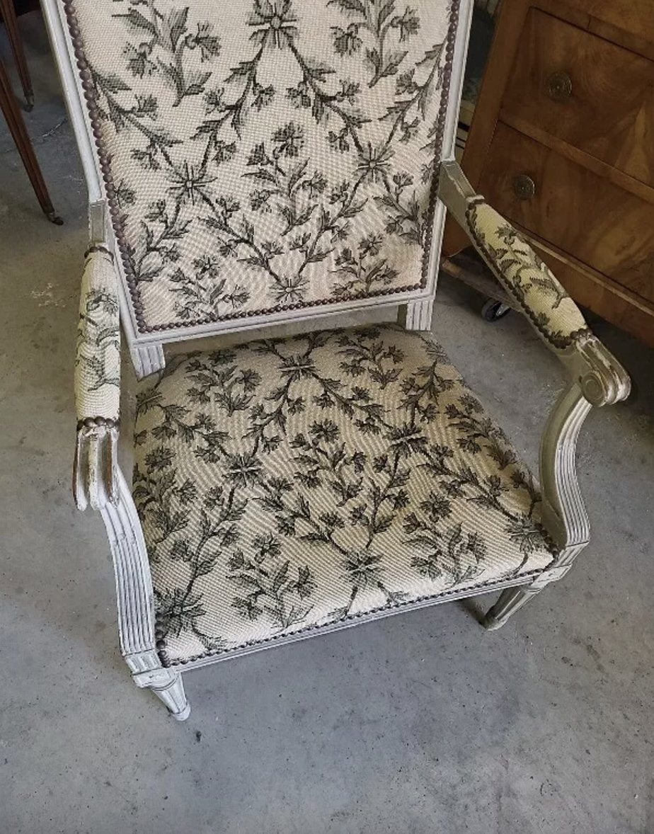 Superbe Fauteuil Louis XVI Gris - XIXe siècle - Ethic Atelier