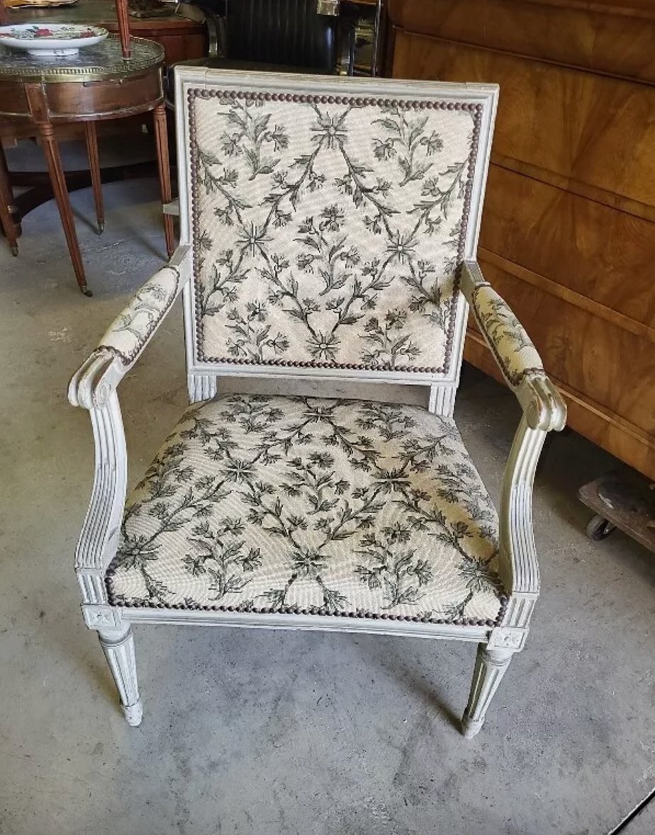 Superbe Fauteuil Louis XVI Gris - XIXe siècle - Ethic Atelier