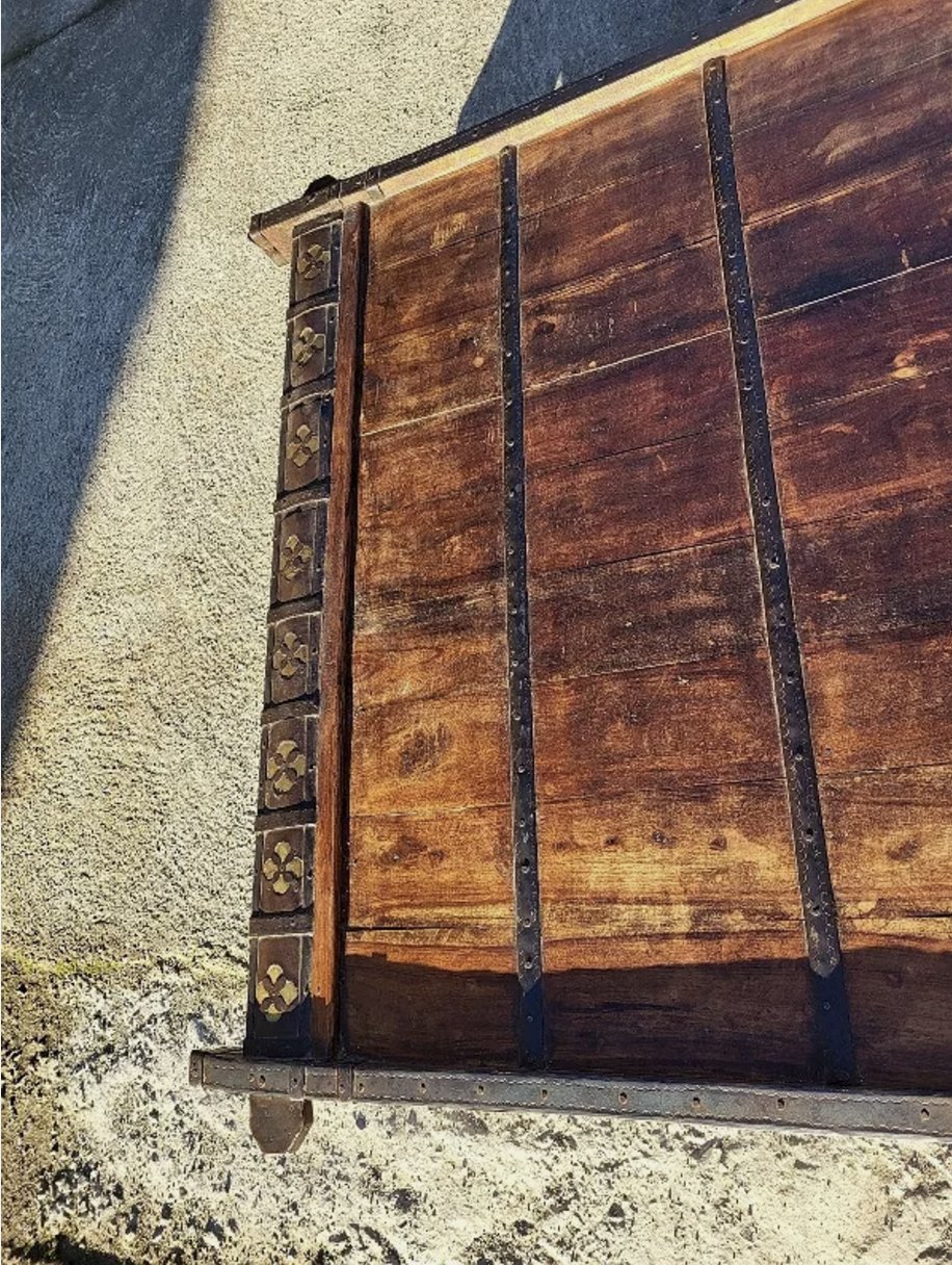 Superbe Grande Table Basse - Selle d'Éléphant - Bois, Métal et Cuivre - Ethic Atelier