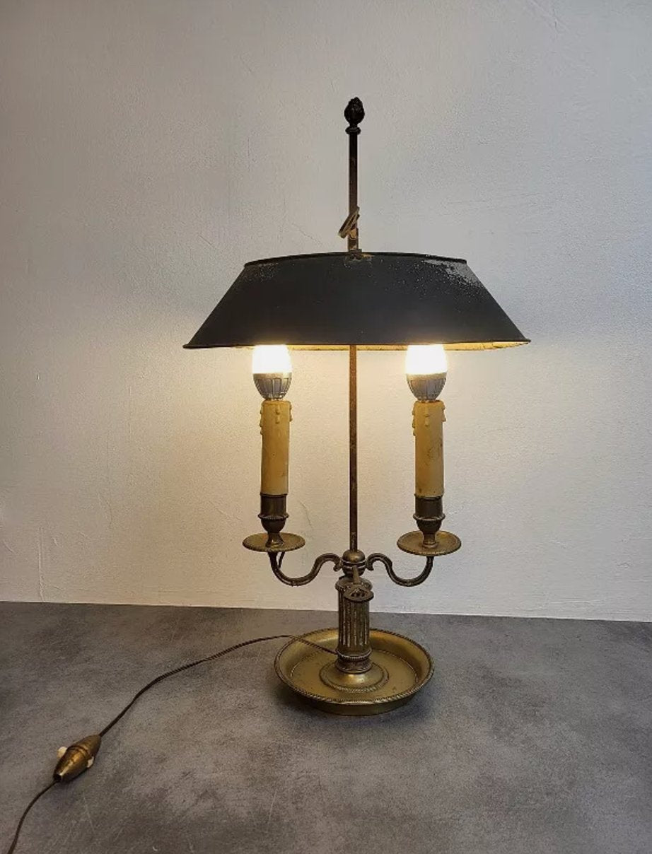 Superbe Lampe Bouillotte en Bronze avec Abat - jour en Tôle N° 1 - Ethic Atelier