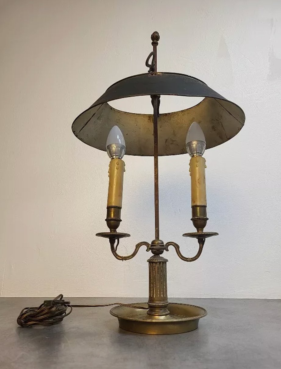 Superbe Lampe Bouillotte en Bronze avec Abat - jour en Tôle N° 1 - Ethic Atelier