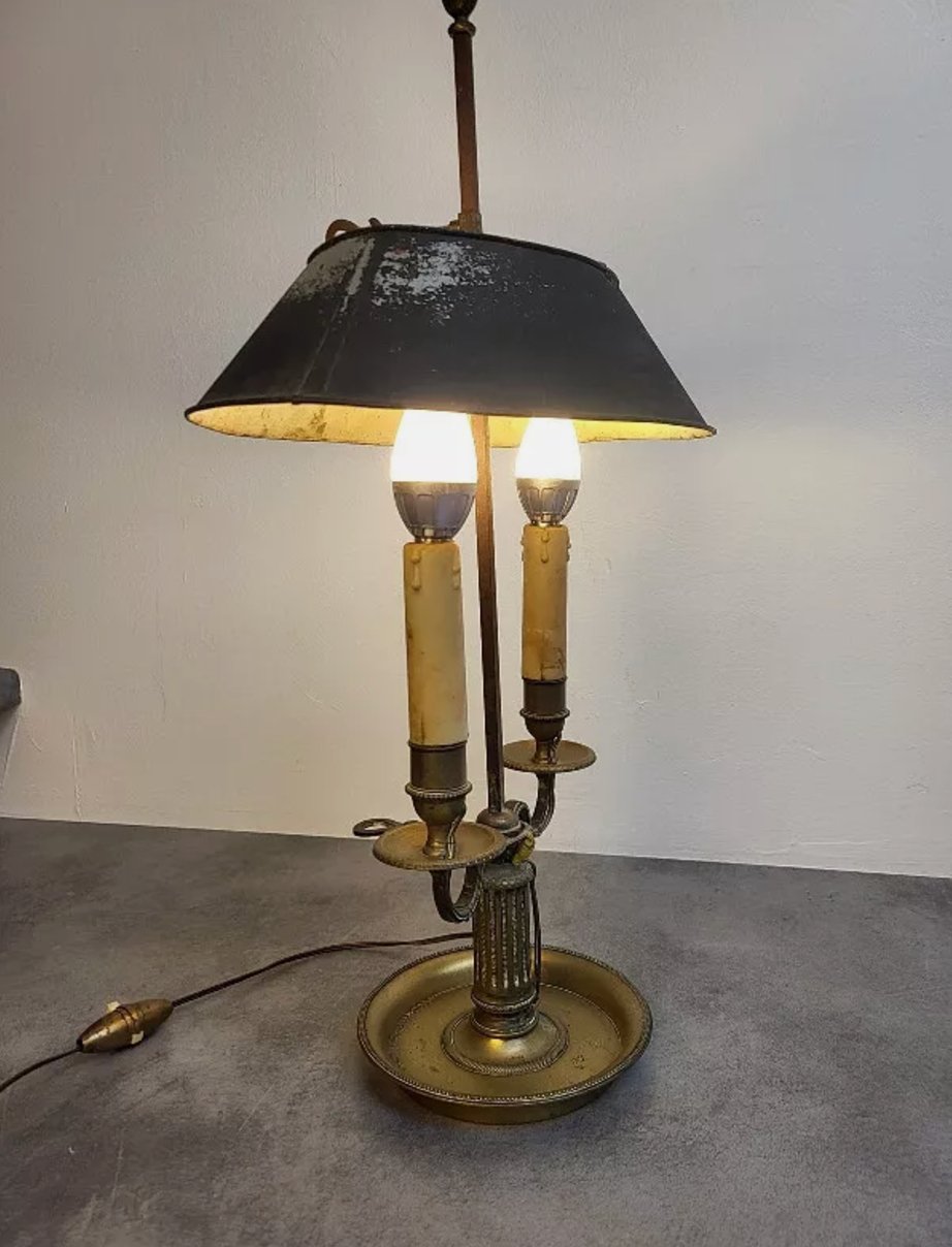 Superbe Lampe Bouillotte en Bronze avec Abat - jour en Tôle N° 1 - Ethic Atelier