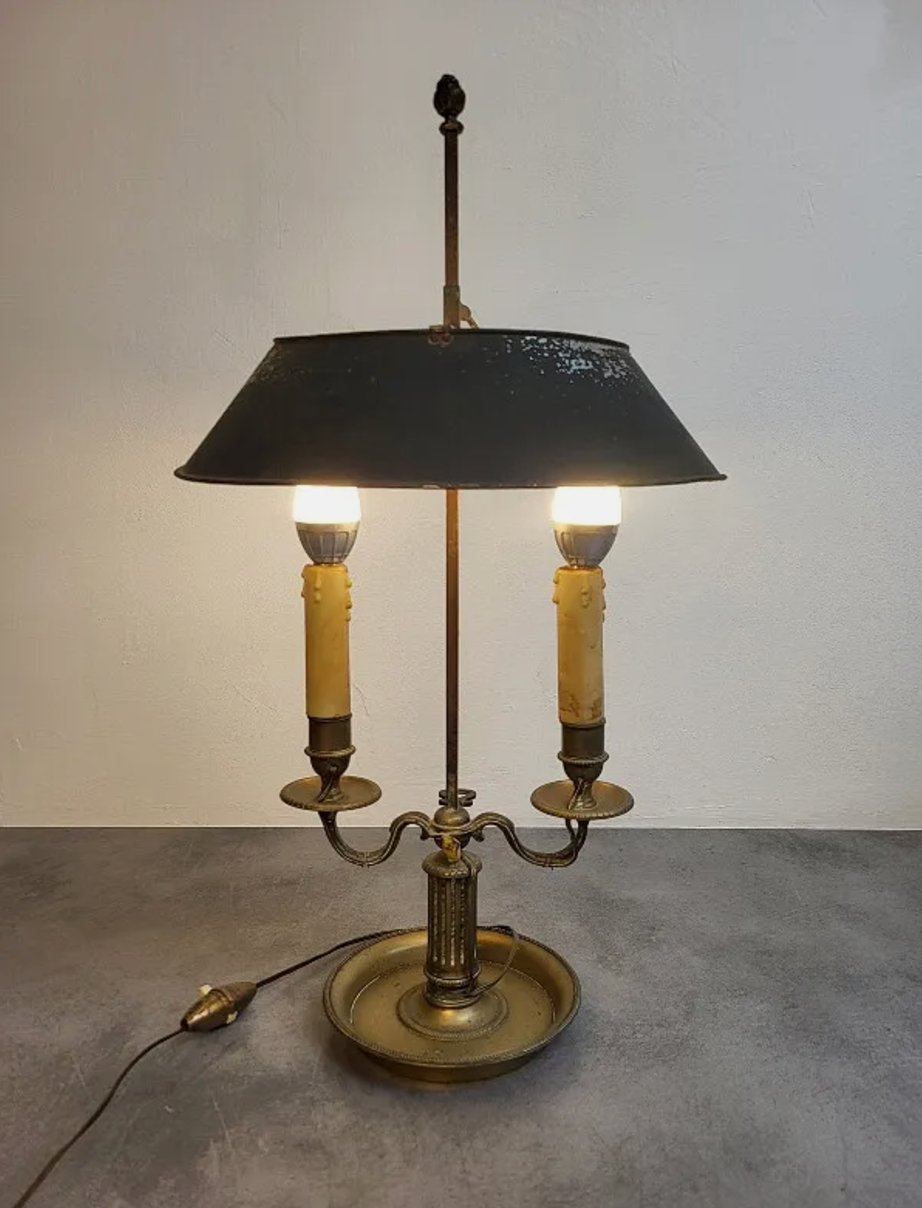 Superbe Lampe Bouillotte en Bronze avec Abat - jour en Tôle N° 1 - Ethic Atelier