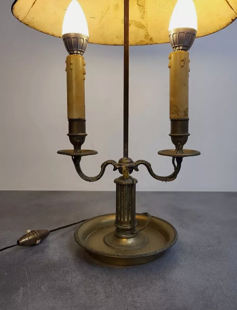 Superbe Lampe Bouillotte en Bronze avec Abat - jour en Tôle N° 1 - Ethic Atelier