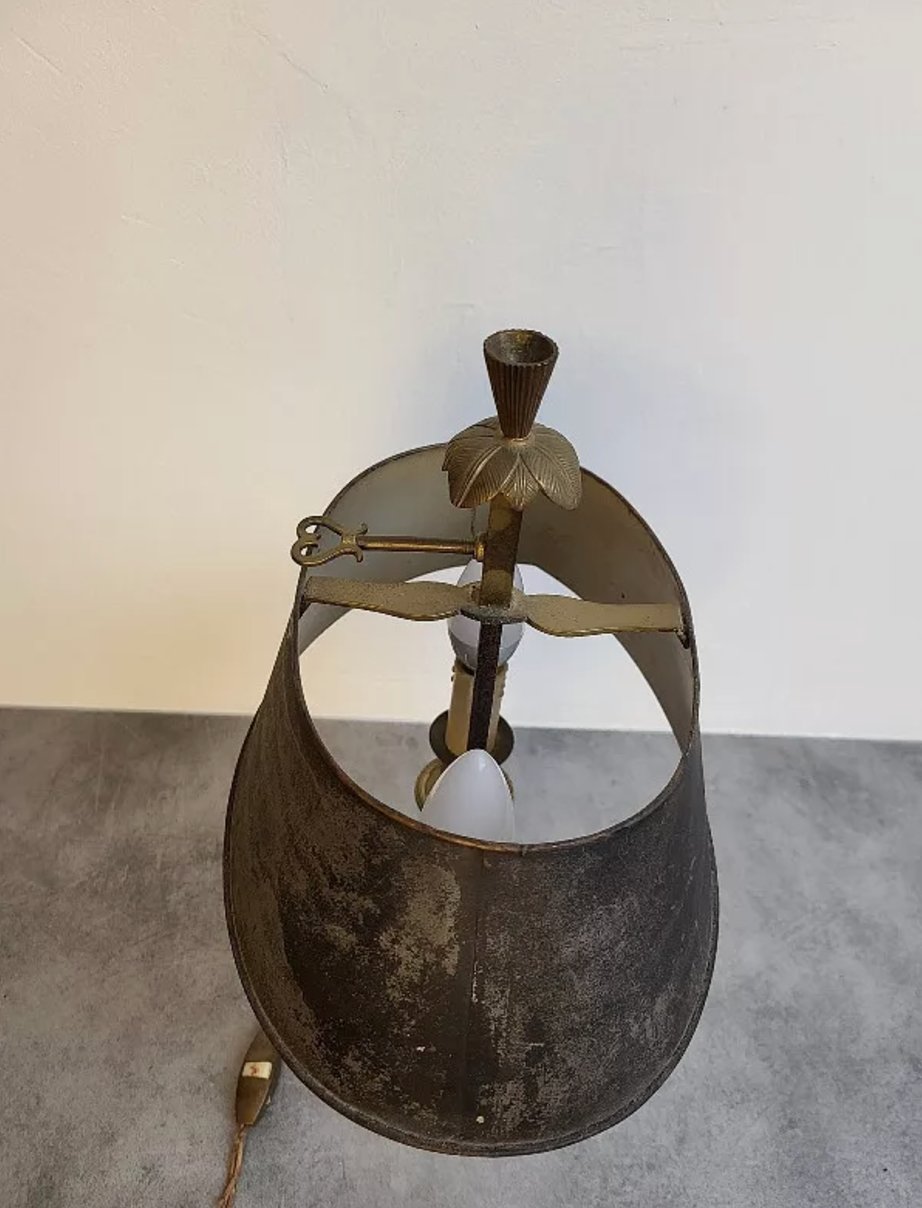 Superbe Lampe Bouillotte en Bronze avec Abat - Jour en Tôle N° 2 - Ethic Atelier