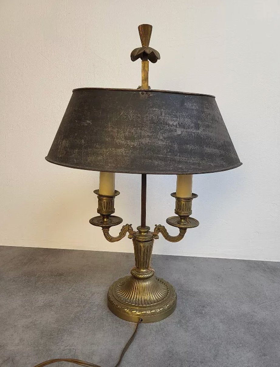 Superbe Lampe Bouillotte en Bronze avec Abat - Jour en Tôle N° 2 - Ethic Atelier