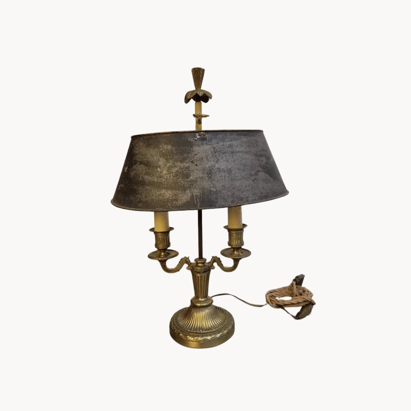 Superbe Lampe Bouillotte en Bronze avec Abat - Jour en Tôle N° 2 - Ethic Atelier