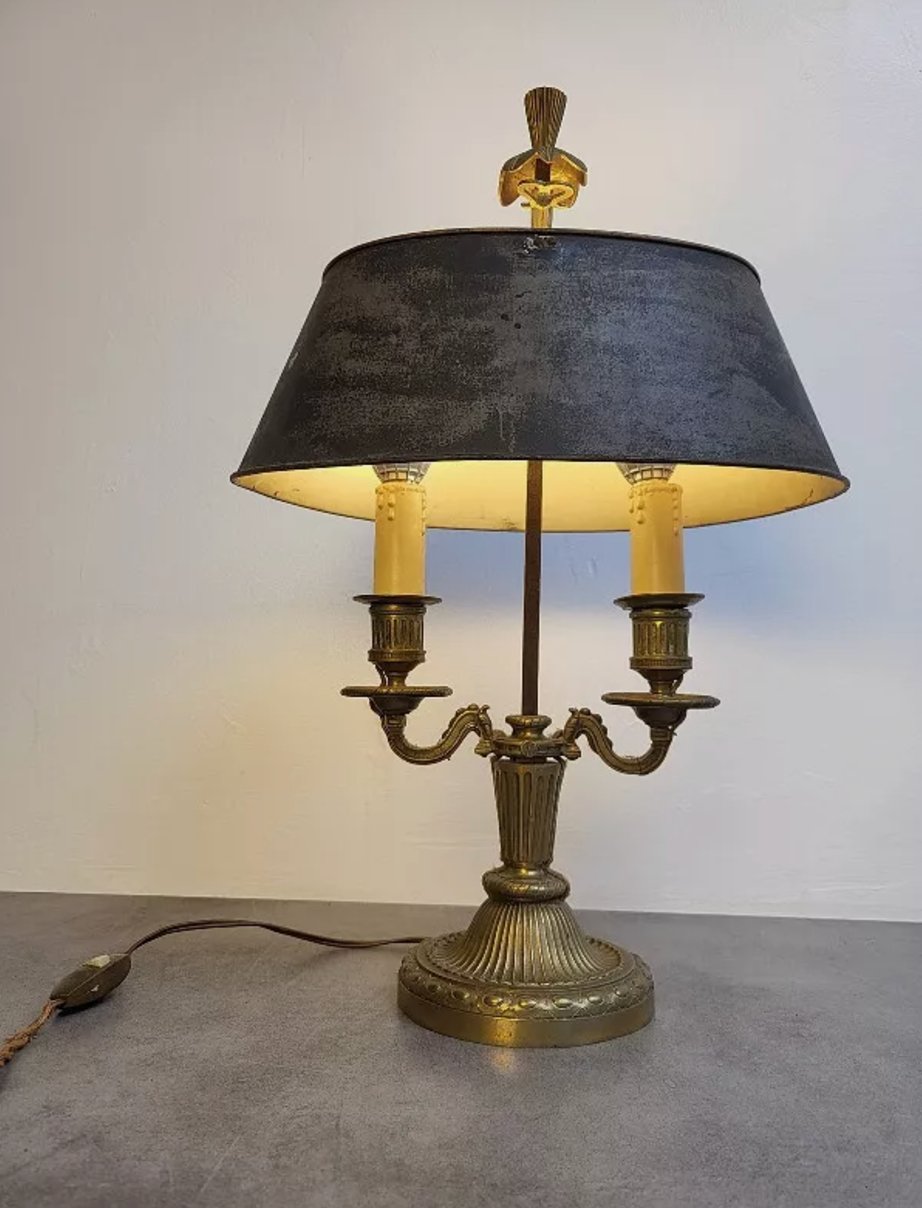 Superbe Lampe Bouillotte en Bronze avec Abat - Jour en Tôle N° 2 - Ethic Atelier