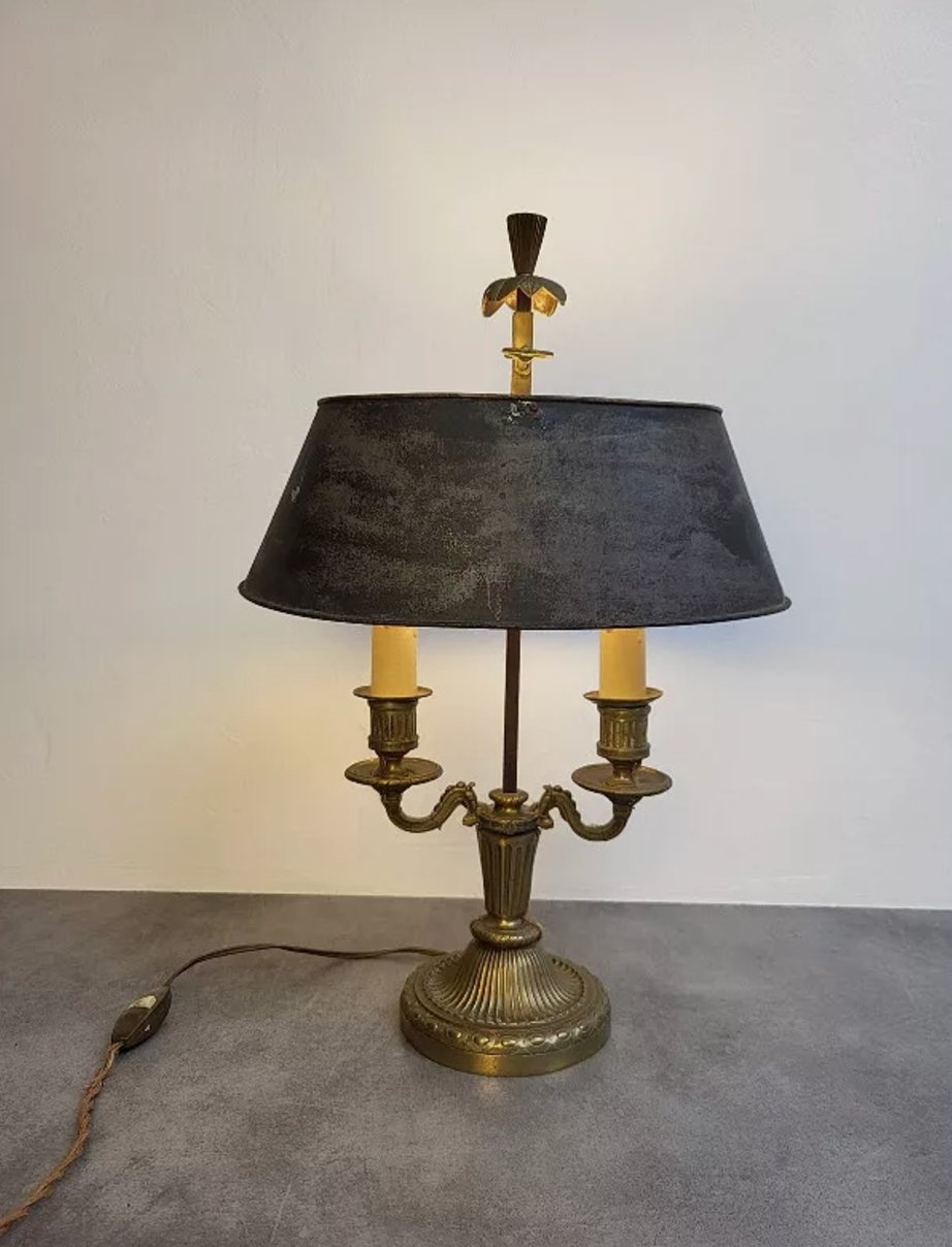 Superbe Lampe Bouillotte en Bronze avec Abat - Jour en Tôle N° 2 - Ethic Atelier