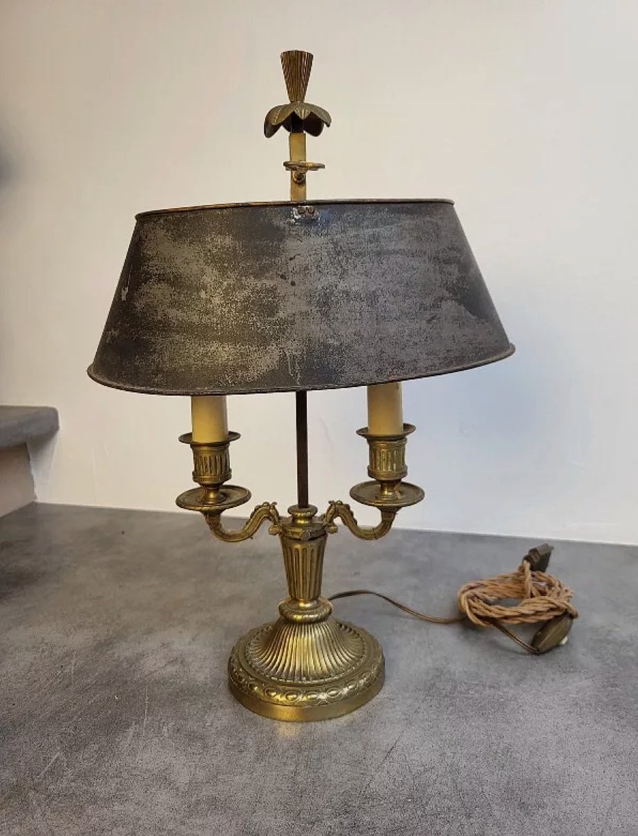 Superbe Lampe Bouillotte en Bronze avec Abat - Jour en Tôle N° 2 - Ethic Atelier