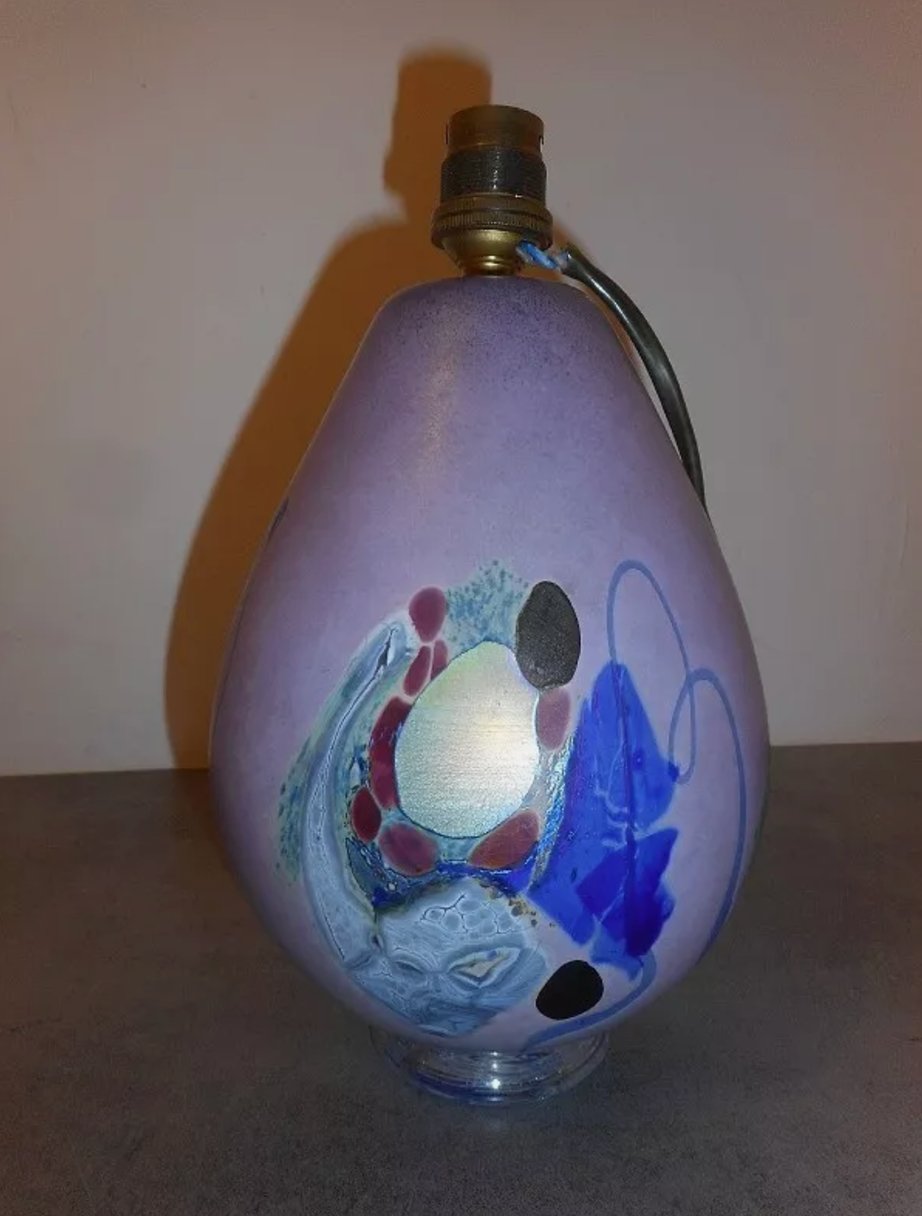 Superbe Lampe en Pâte de Verre Signée R. Pierini (1987) - Ethic Atelier