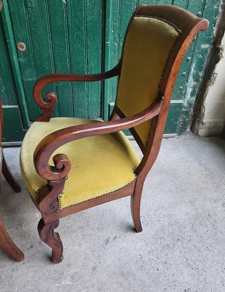 Superbe Paire de Fauteuils à Crosse - Restauration en Acajou - XIXe siècle - Ethic Atelier