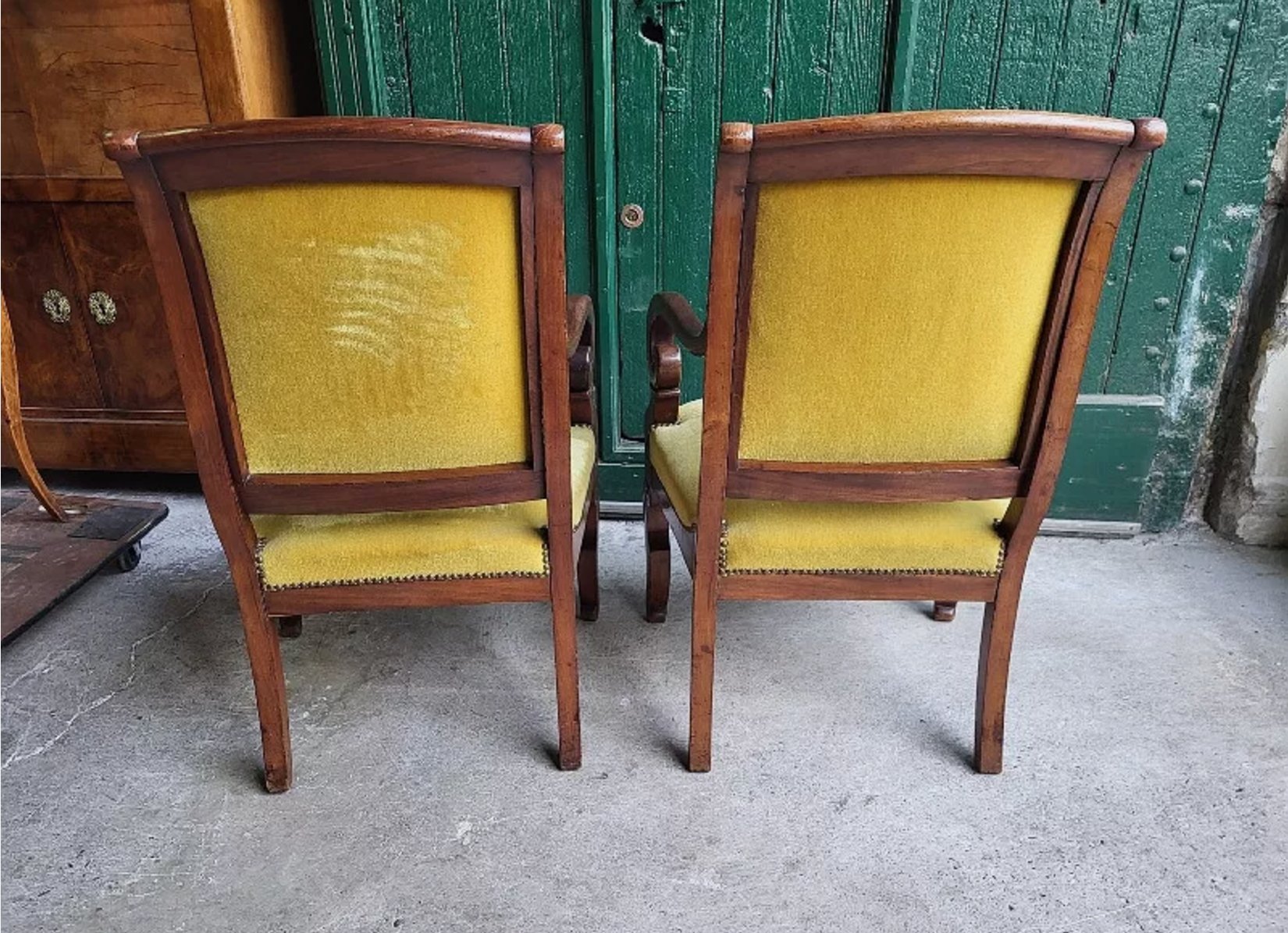 Superbe Paire de Fauteuils à Crosse - Restauration en Acajou - XIXe siècle - Ethic Atelier