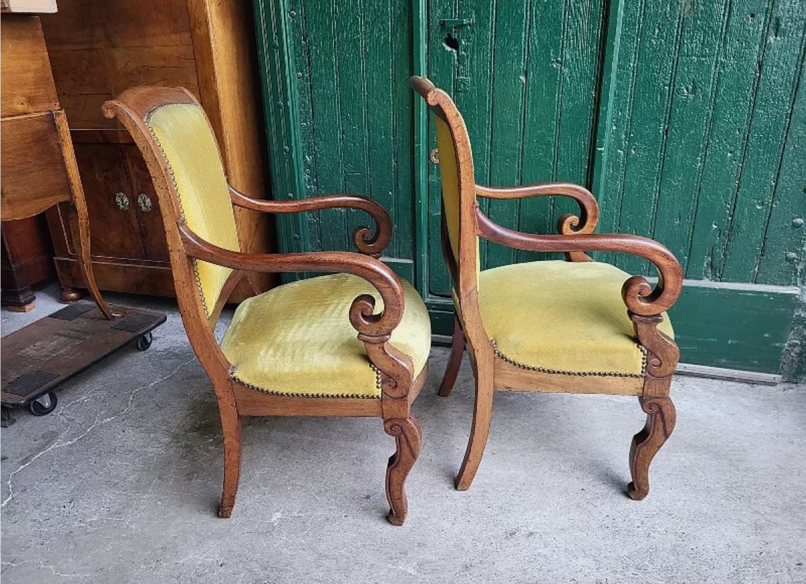 Superbe Paire de Fauteuils à Crosse - Restauration en Acajou - XIXe siècle - Ethic Atelier