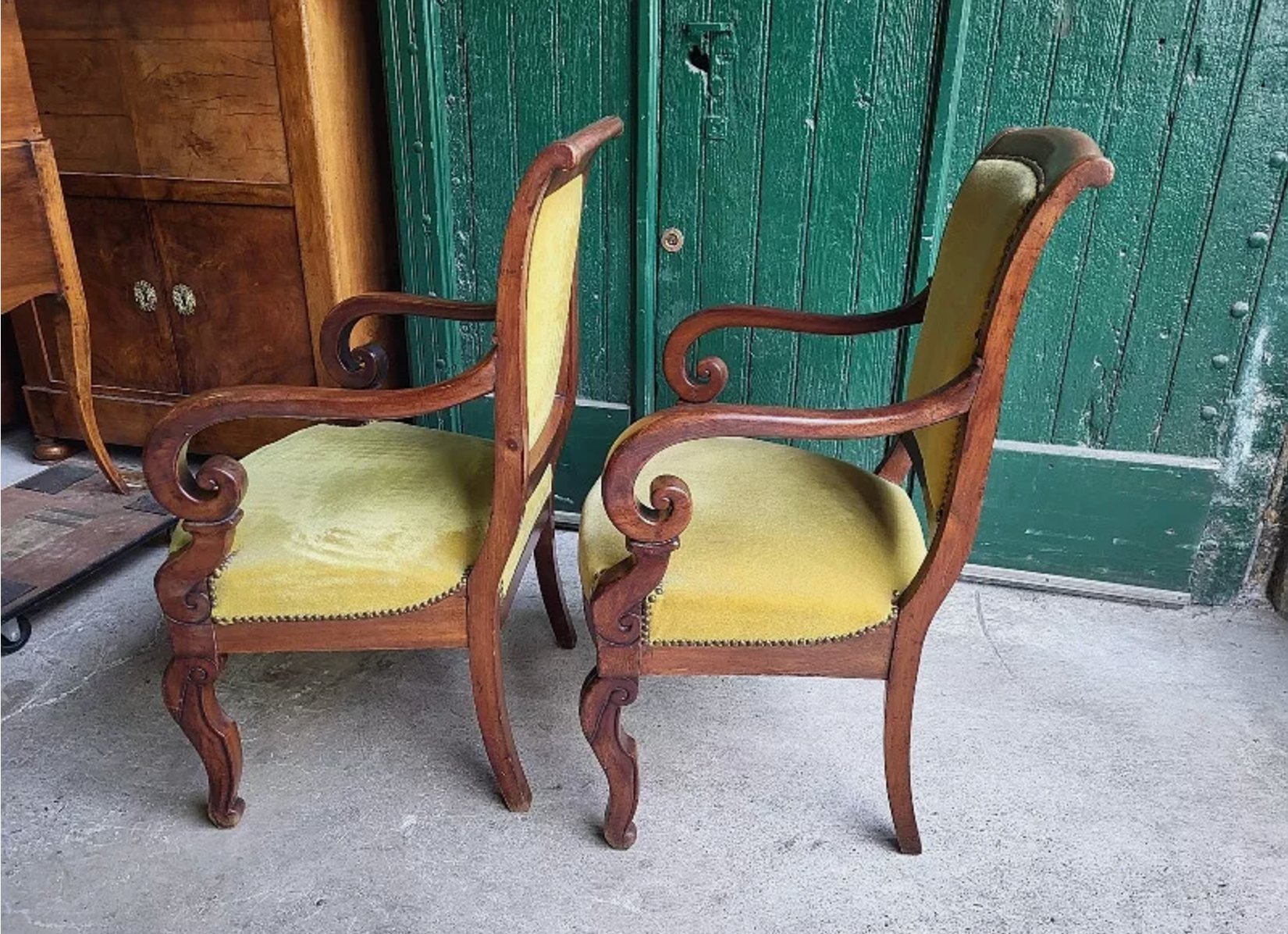 Superbe Paire de Fauteuils à Crosse - Restauration en Acajou - XIXe siècle - Ethic Atelier