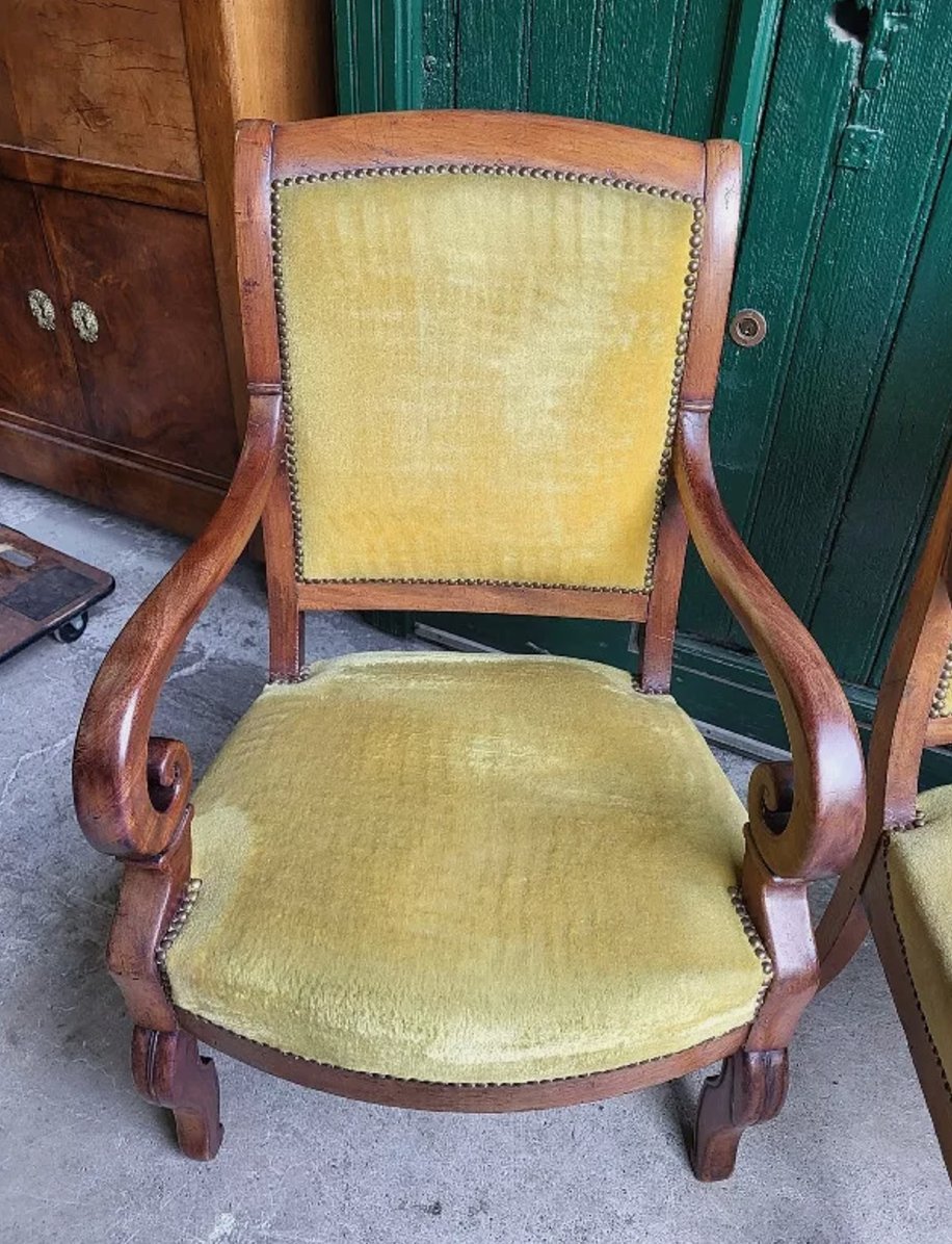 Superbe Paire de Fauteuils à Crosse - Restauration en Acajou - XIXe siècle - Ethic Atelier